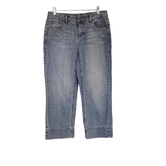 Tommy Hilfiger Denim - Tommy Hilfiger Cropped wide leg Jeans size 4 American Hope Rise mid‎ wash blue